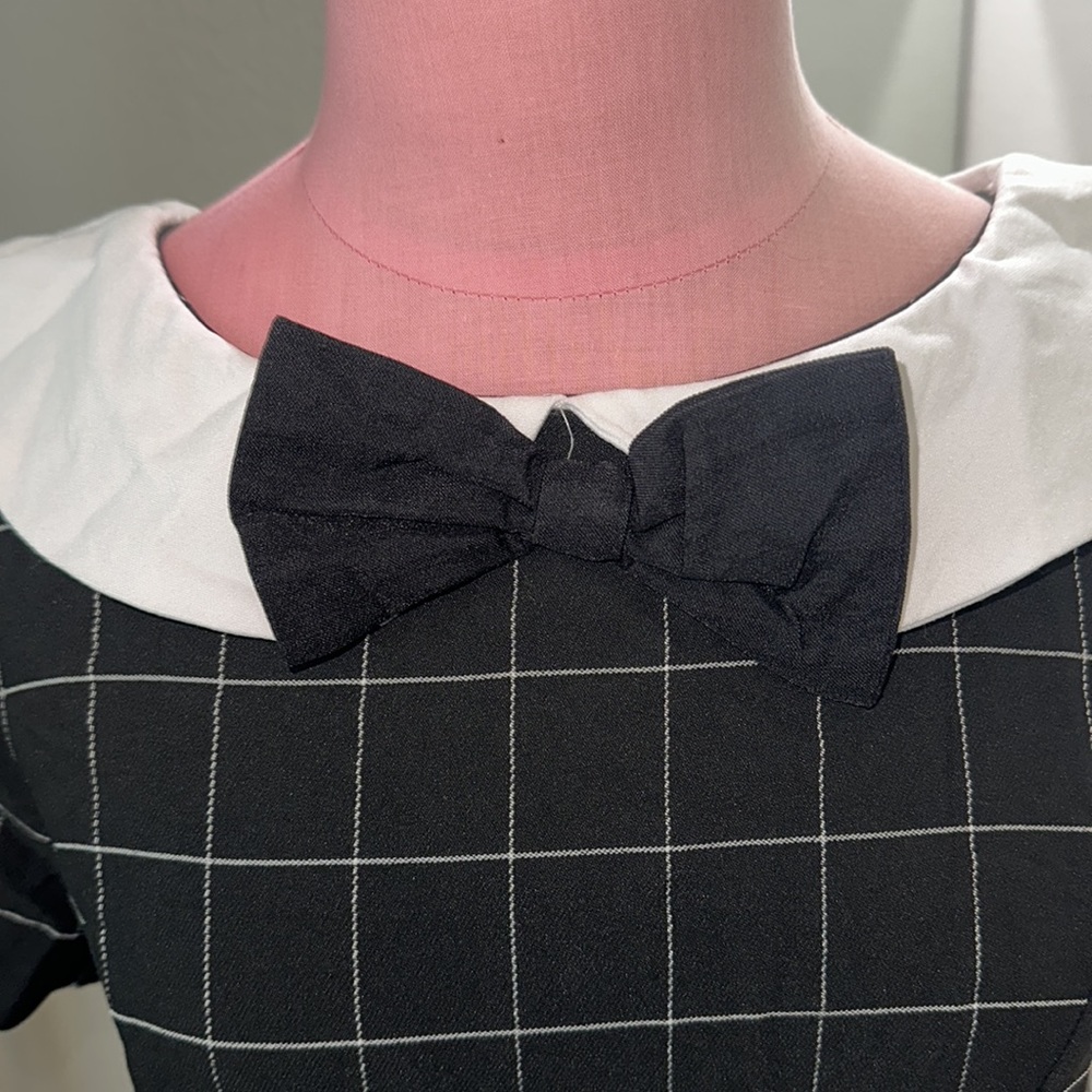 Unique Vintage NWT Black Windowpane Dress